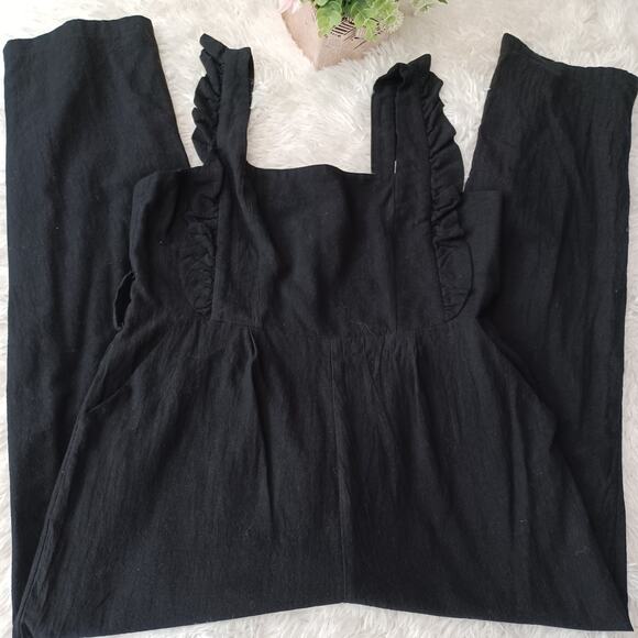 Selfie Leslie Black Cotton Jumpsuit Straight With Pockets Double Lined XL - Picture 4 of 9